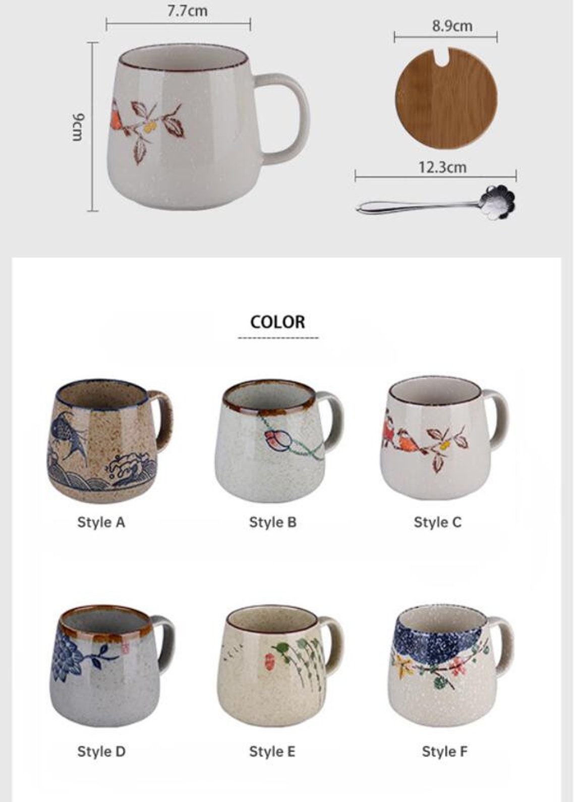 380ml Vintage Coffee Mug Unique Japanese Retro Style Ceramic Etsy