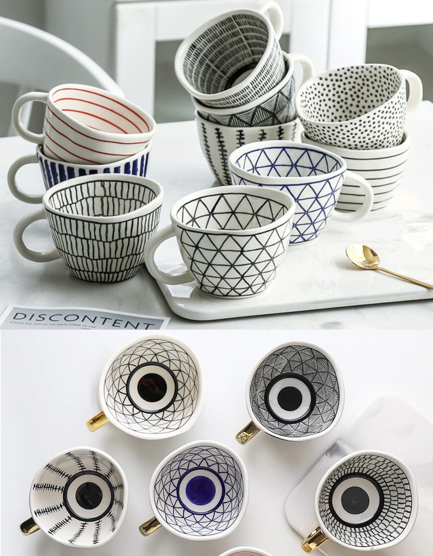 1pc Nordic Geometric Large Ceramic Coffee Mug/handmade - Etsy Australia