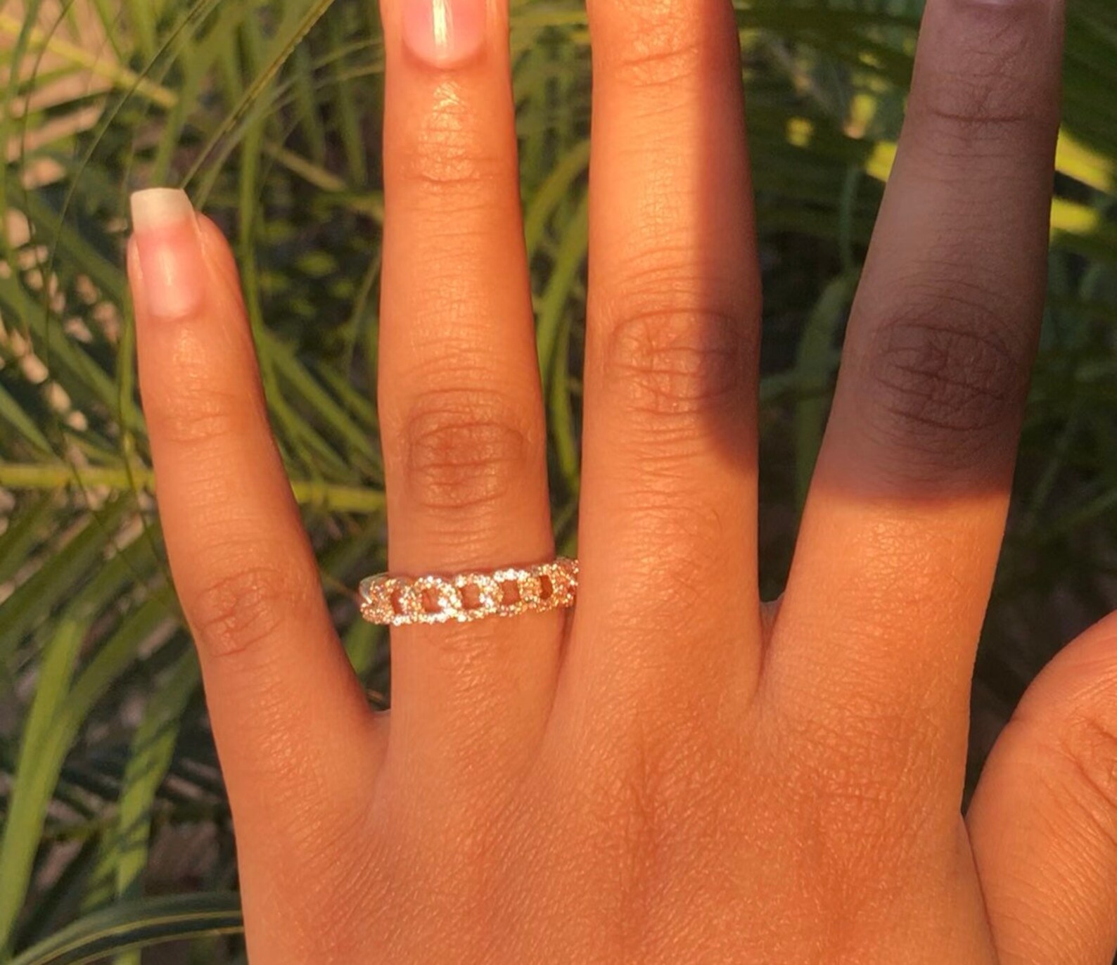 Rhinestone Adjustable Chain Rings Etsy