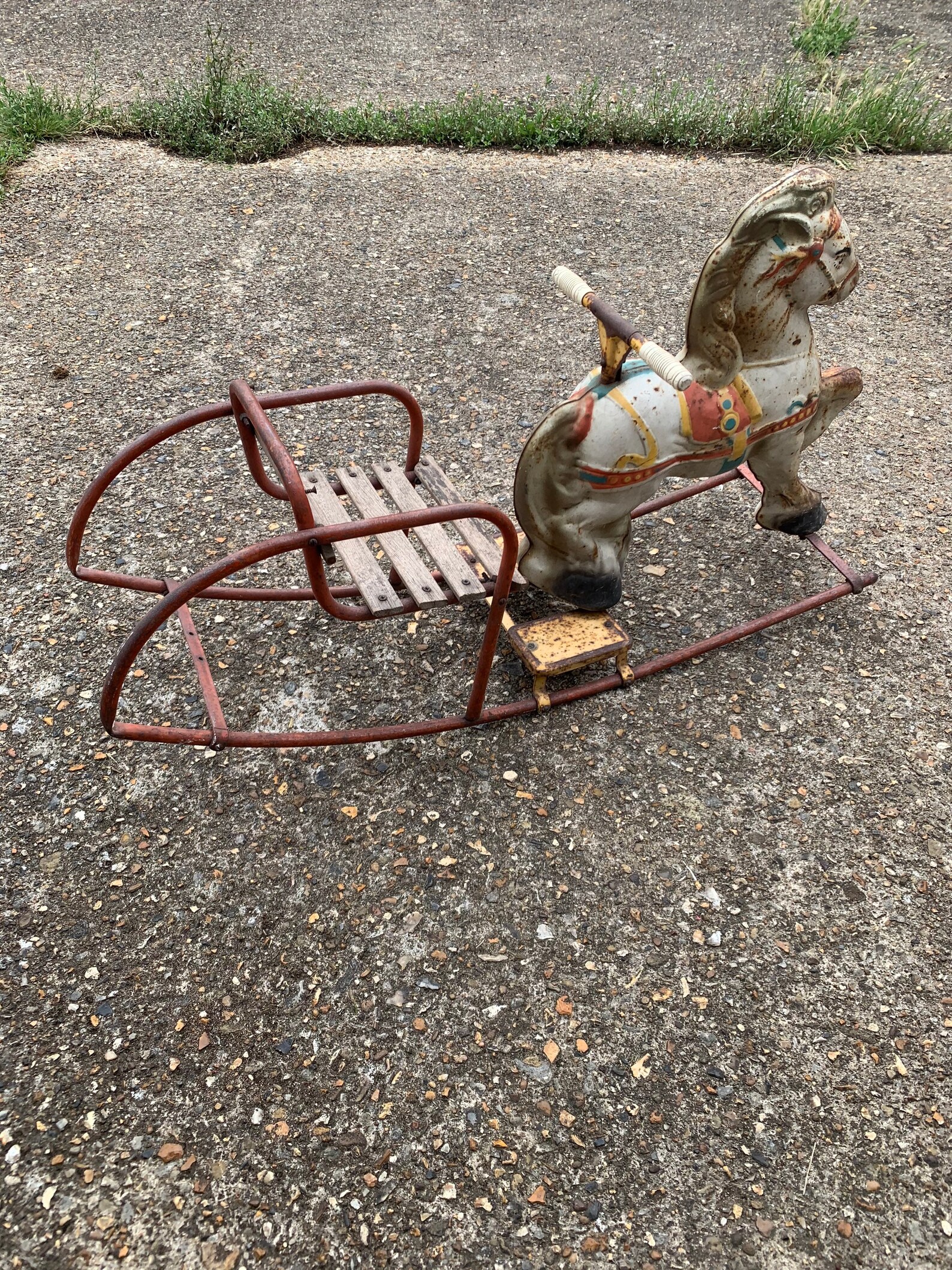 Vintage tin rocking horse C1930 Etsy