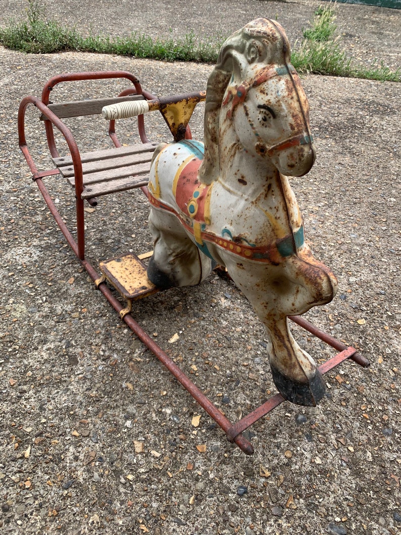 Vintage tin rocking horse C1930 Etsy