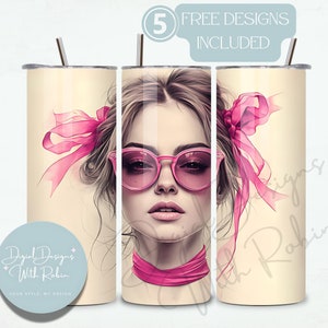 Rosa Bewusstsein Tumbler Wrap: Messy Bun Mom Sublimationsdesign (Digitaler Download)