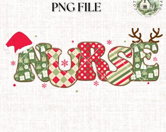 Christmas Nurse PNG: Holiday Design (Digital Download)