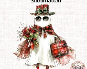 Fashionable Christmas Ghost PNG: Whimsical Holiday Clipart (Digital Download)