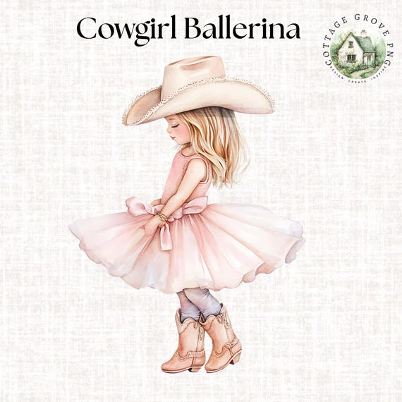Cowgirl Ballerina PNG Clipart: Pink Boots, Baby Shower (Digital Download)