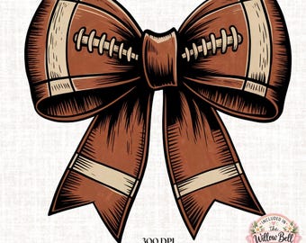 Football Bow PNG: Vintage Sports Clipart (Digital Download)
