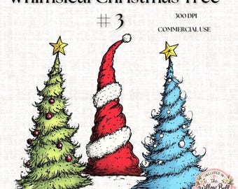 Whimsical Christmas Tree PNG: Quirky Holiday Clipart (300 DPI)