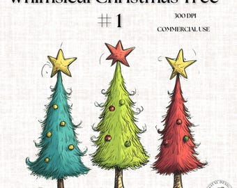 Whimsical Christmas Tree png, Christmas Tree png, Trendy Christmas Tree, Christmas Lights Tree, Quirky Christmas Clipart, Christmas png