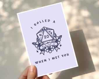 Natural 20 Love Card: RPG Card for Tabletop Gamers and Fantasy Lovers