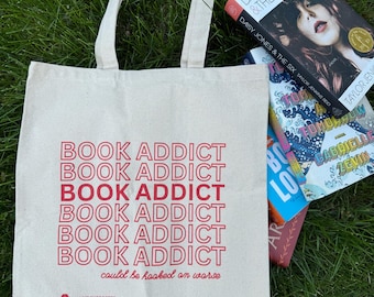 Book Addict Tote Bag | Reader Cotton Bag, Library Support