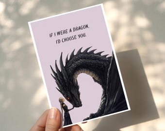 Dragon Love Card | Romantasy Bookish Card for Fantasy Readers and Book Lovers
