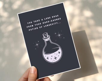 Funny RPG Birthday Card | Potion of Longevity Critical Fail Card for Tabletop Gamers