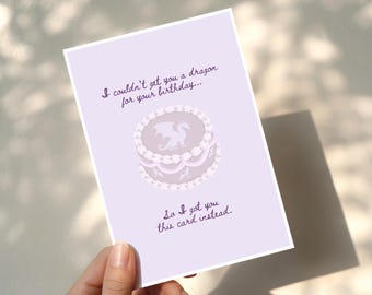 Romantasy Birthday Card: Dragon Cake Bookish Gift