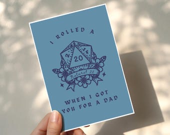 Natural 20 Father's Day Card | RPG Card for Dad | Tabletop Gamer Gift