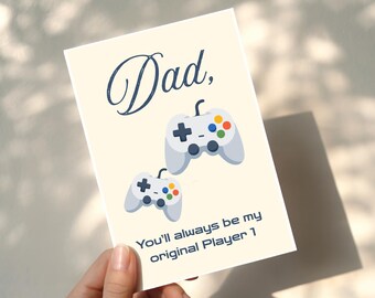 Gamer Dad Card | Retro Controller, Player 1 Birthday, Father's Day Greeting