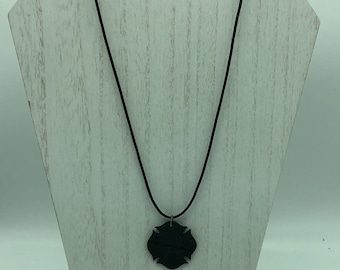 Black Leather Maltese Cross Necklace: Firefighter Gift