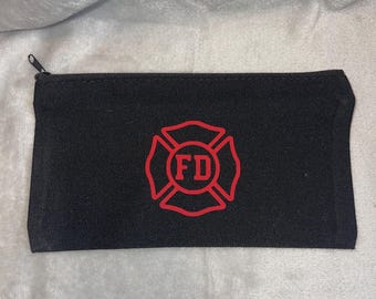 Torba na zamek błyskawiczny FD Fire Dept z czarnym krzyżem maltańskim, prezent dla strażaka