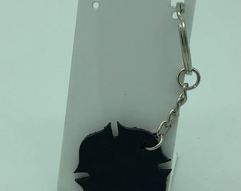 Handmade Black Leather Maltese Cross Firefighter Keychain