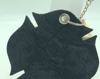 Black Leather Maltese Cross Firefighter Gear Bag Tag