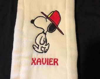 Snoopy Firefighter Burp Cloth Firefighter Baby
