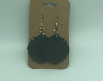 Black Leather Maltese Cross Earrings: Firefighter Wife Gift