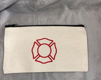 Torba płócienna z krzyżem maltańskim, zapinana na zamek, prezent dla strażaka