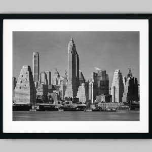 New York City Manhattan skyline view as seen from the Brooklyn Bridge Black and White Photography fine art print - Wall Decor