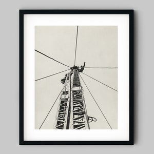 Construction worker atop the Empire State Building in Manhattan New York Black and White Photography Fine Art Print - Wall Decor