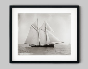 Nautical Sailing Schooner Boat Photograph Black and White Fine Art Photography Print - Wall Decor