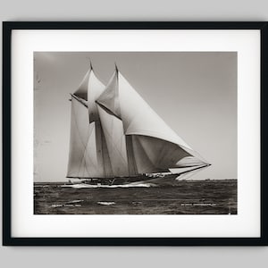 Fotografia di barca a vela goletta nautica Stampa fotografica artistica in bianco e nero - Decorazione da parete