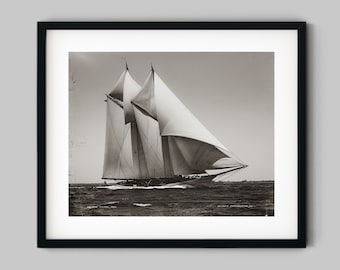 Nautische zeilen schoener boot foto zwart-wit Fine Art Photography Print - wanddecoratie