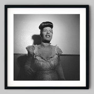 Jazz Singer Billie Holiday Studio Portrait Black and White Photography Fine Art Print - Wall Decor