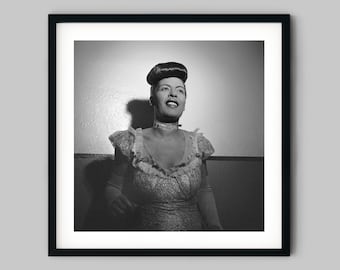 Billie Holiday Studio Portrait Print – Vintage Black and White Photography