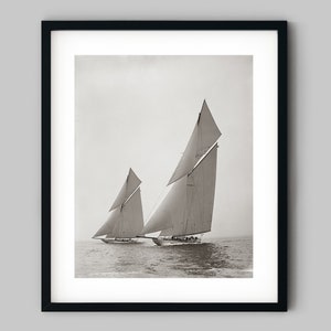 Fotografía de barco goleta de vela náutica en blanco y negro Impresión de fotografía de bellas artes - Decoración de pared