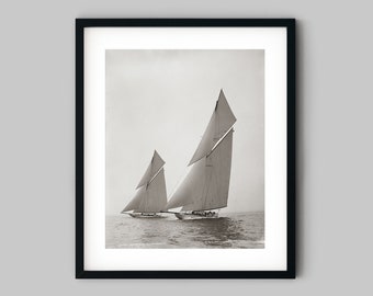 Nautical Sailing Schooner Boat Photograph Black and White Fine Art Photography Print - Wall Decor