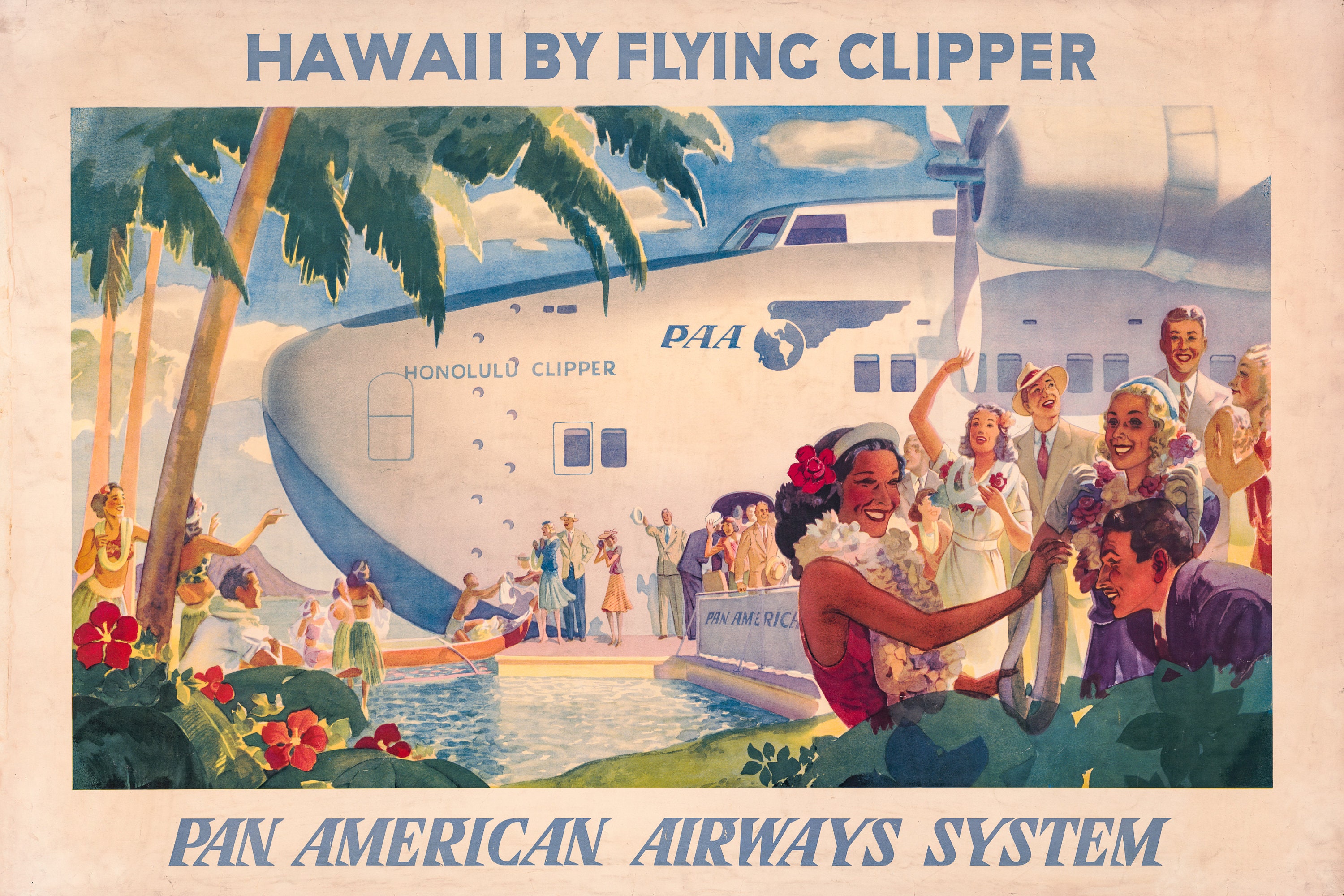 Hawaii Travel Print – Vintage Pan Am Airplane Poster, Tropical