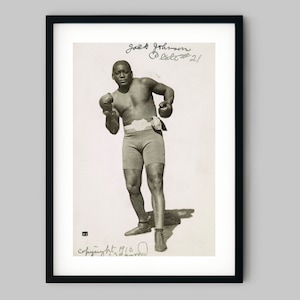 Schwergewichts-Box-Champion Jack Johnson in voller Länge Boxsport Poster Schwarz-Weiß-Fotografie Fine Art Print - Wanddeko
