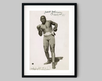 Plakat bokserski Jacka Johnsona – czarno-biały wydruk artystyczny z 1910 roku