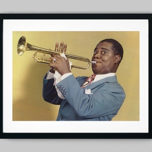 Portrait von Jazz Musiker und Trompeter Louis Armstrong Farbfotografie Fine Art Print - Wand Dekor