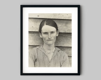 Portrait of a woman farmer during the Great Depression Alabama USA Black and White Photography Fine Art Print - Wall Decor