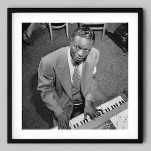 Retrato del músico de jazz Nat King Cole Fotografía en blanco y negro Impresión de bellas artes - Decoración de pared