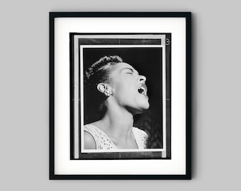 Billie Holiday Portrait Print – Vintage Black and White Photography
