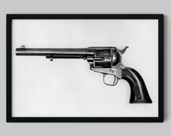 Colt Revolver Print – 1874 Black & White Photography, Wall Art