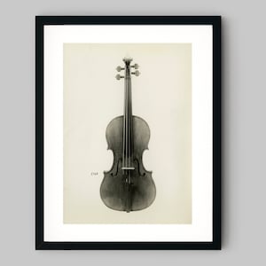 Photograph of a musical stringed instrument 1682 Violin made by Antonio Stradivari Black and White Photography Fine Art Print - Wall Decor