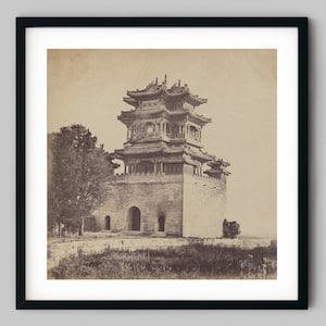 Chinese Imperial Palace vintage architecture Black and White Photography Fine Art Print - Wall Decor