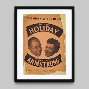 Jazz Musik Konzert Poster Illustration von Louis Armstrong und Billie Urlaub Farbfotografie Fine Art Print - Wand Dekor