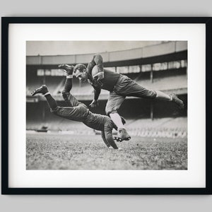 Chicago Bears Football player breaks a tackle on the field Black and White Photography Fine Art Print - Wall Decor
