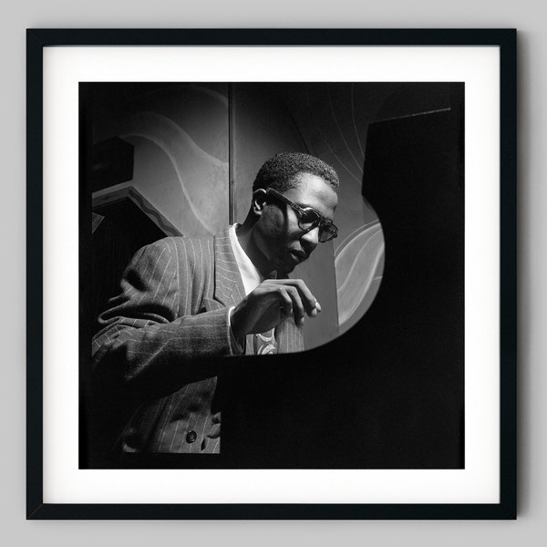 Portrait of Jazz Musician Thelonious Monk playing the Piano Black and White Photography Fine Art Print - Wall Decor