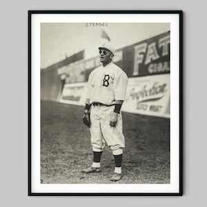 Casey Stengel full length portrait print wearing sunglasses playing outfield for the Brooklyn Dodgers - Fine Art Print