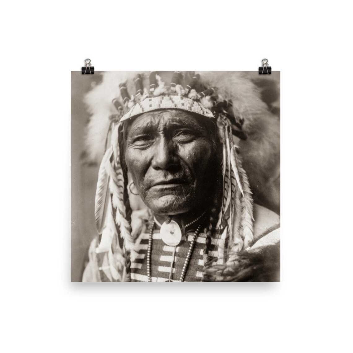 Native American Crow Chief in Full Headdress Portrait - Etsy UK